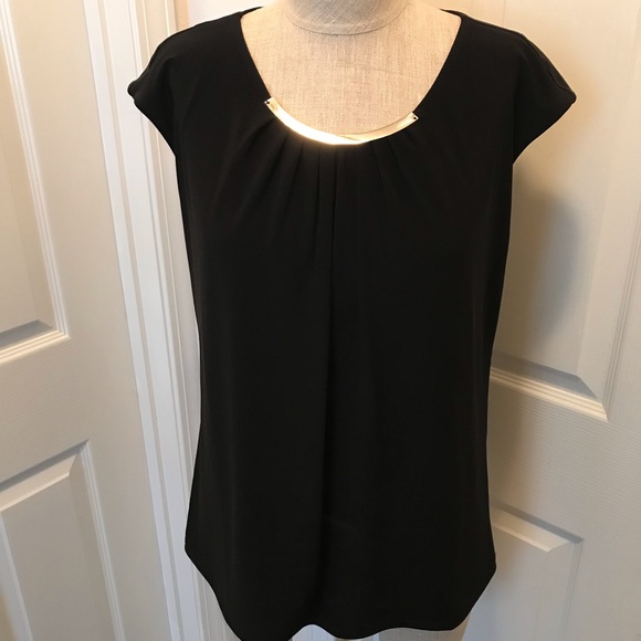 WHBM black knit shell with silver hardware - Picture 1 of 12